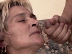 Old mom gets facial after gangbang
